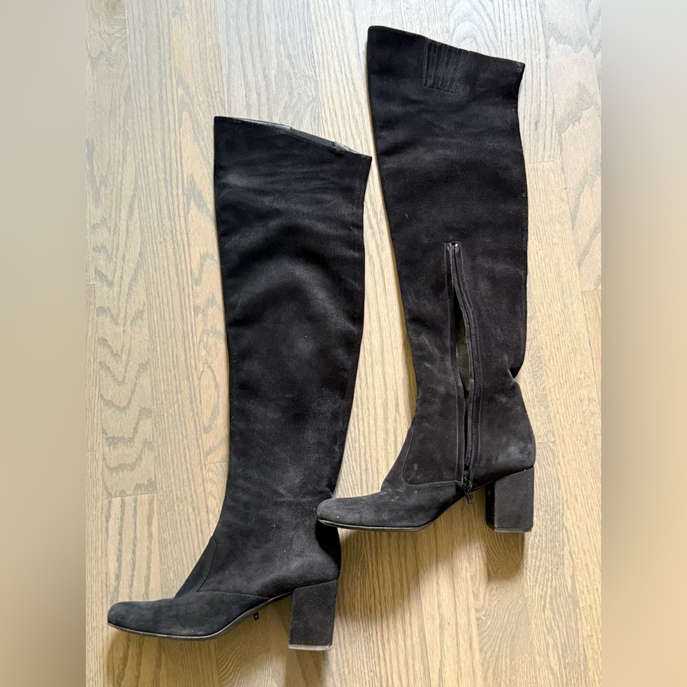 Saint Laurent Black Suede Over-the-Knee Boots – Size 37.5 Fall/Winter
